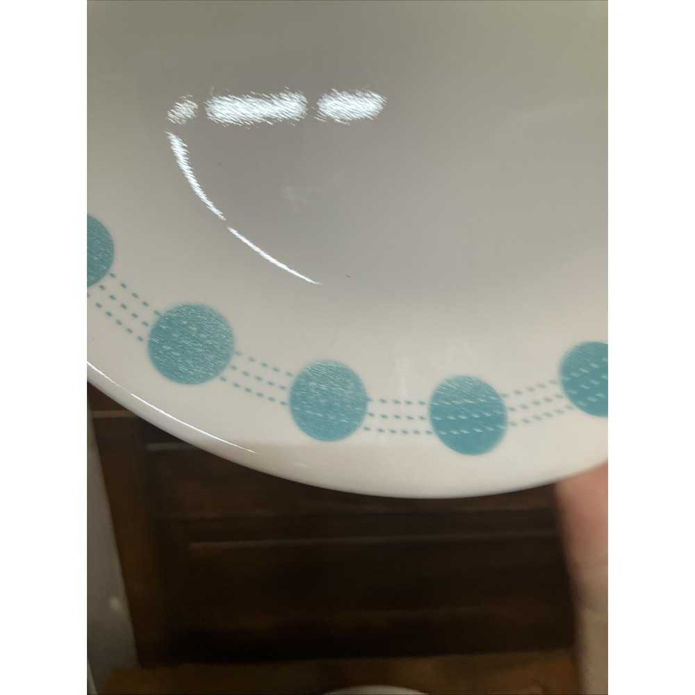 Corelle Dinner Plate SOUTH BEACH Turquoise Blue Dot Dinner 10.25" Vintage - Picture 2 of 6